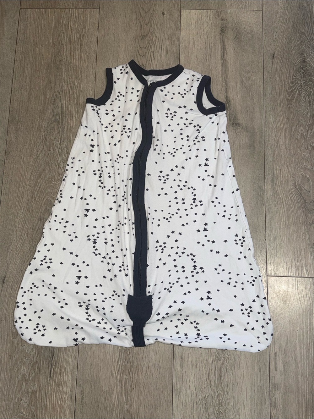 Burt's Bees Baby White Sleep Sack with Navy Star Print